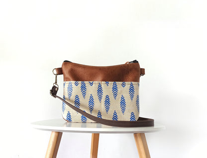 Medium crossbody bag- Boho Feathers