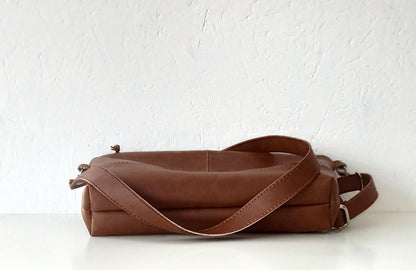 Vegan leather Crossbody bag- Cognac