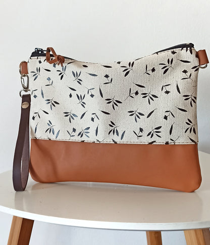 Canvas leather crossbody bag- Floral