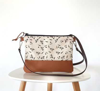 canvas leather crossbody bag