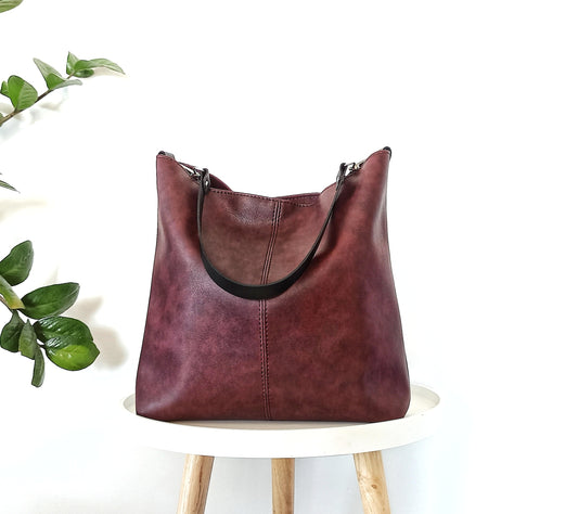 hobo bag vegan leather purple plum