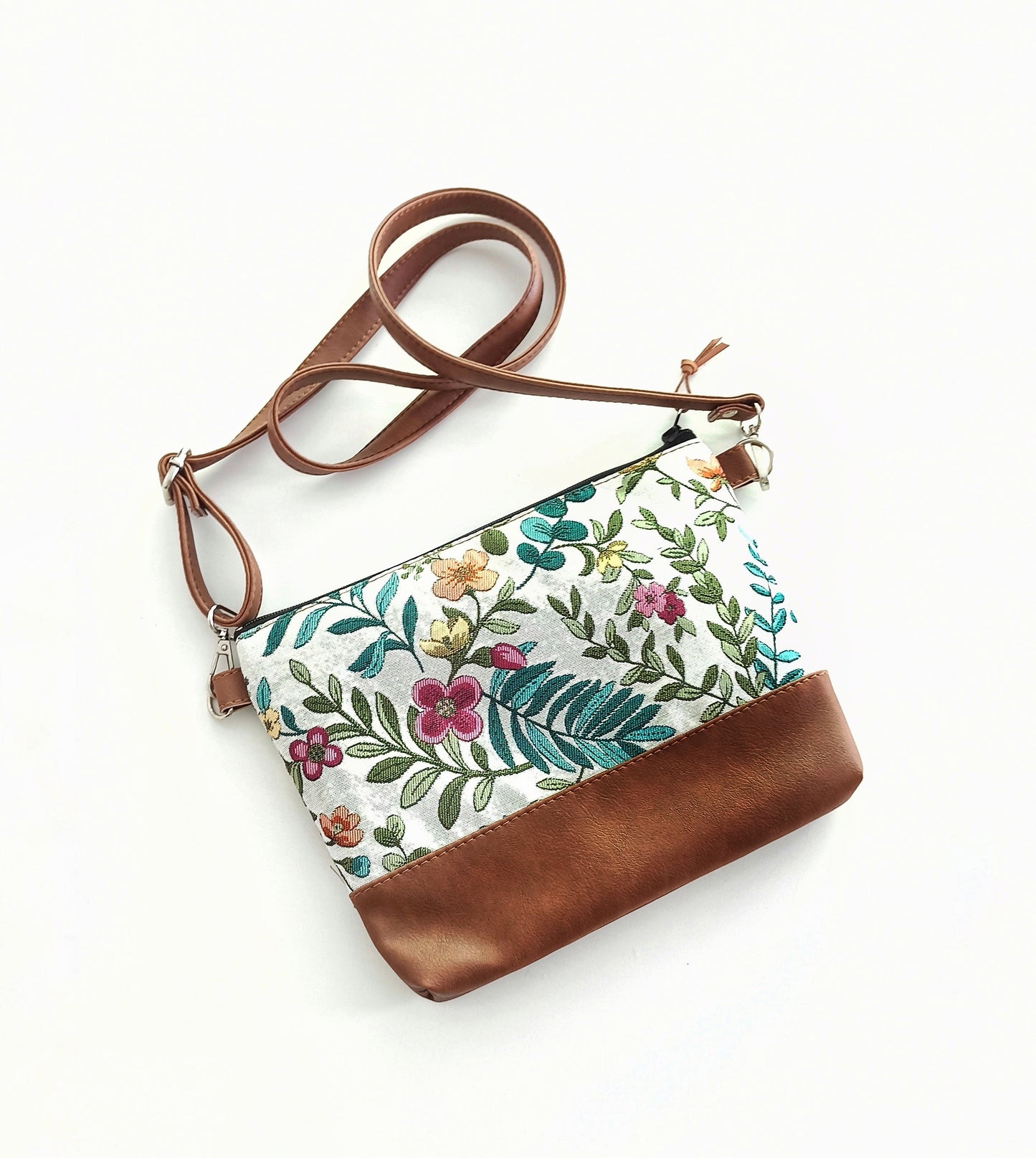 Floral crossbody bag, Vegan leather