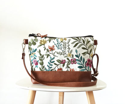 Floral crossbody bag, Vegan leather