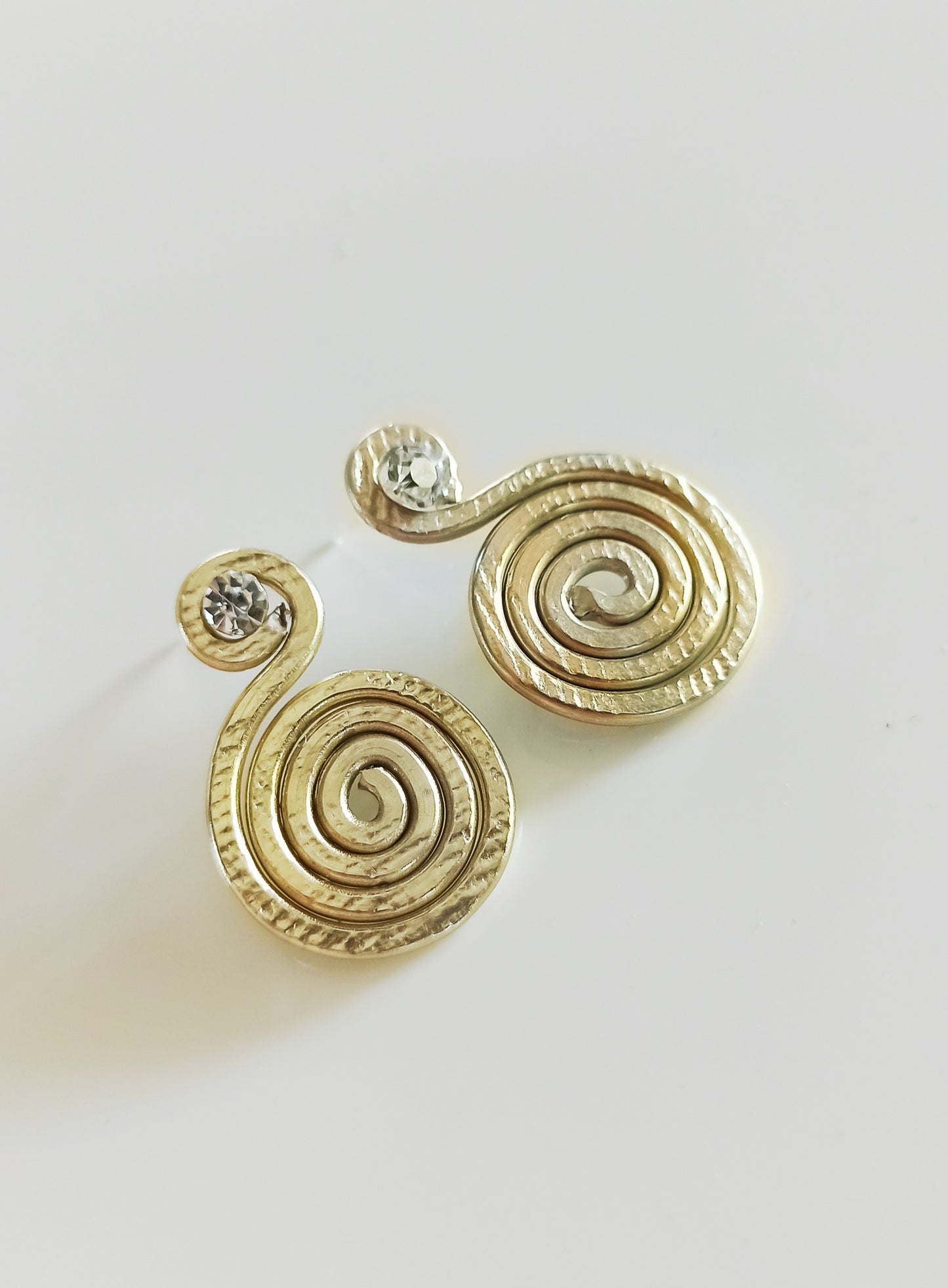 Spiral disc earring jackets, Hammered circle earrings