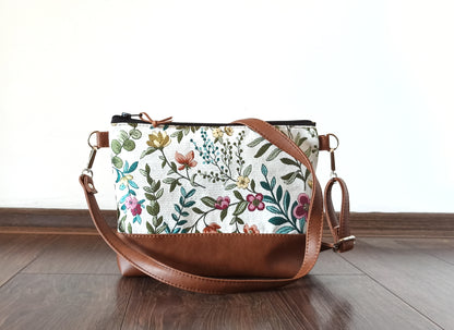 Floral crossbody bag, Vegan leather