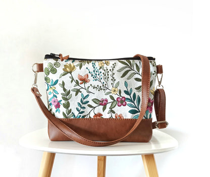 Floral crossbody bag, Vegan leather