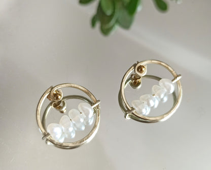 Circle hoop ear jackets with pearls