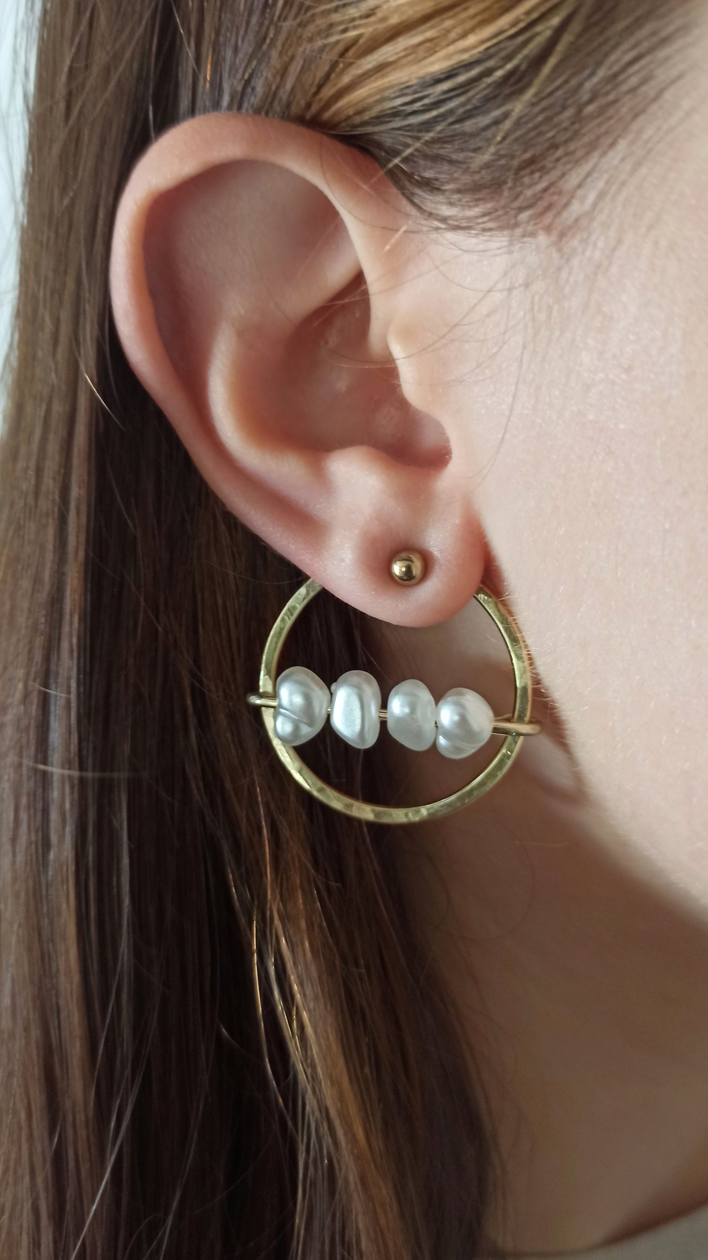 Circle hoop ear jackets with pearls