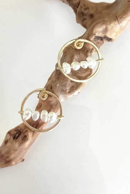 Circle hoop ear jackets with pearls