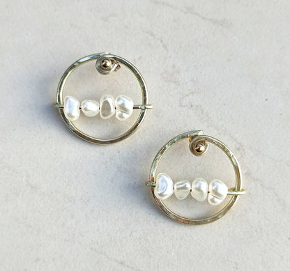 Circle hoop ear jackets with pearls