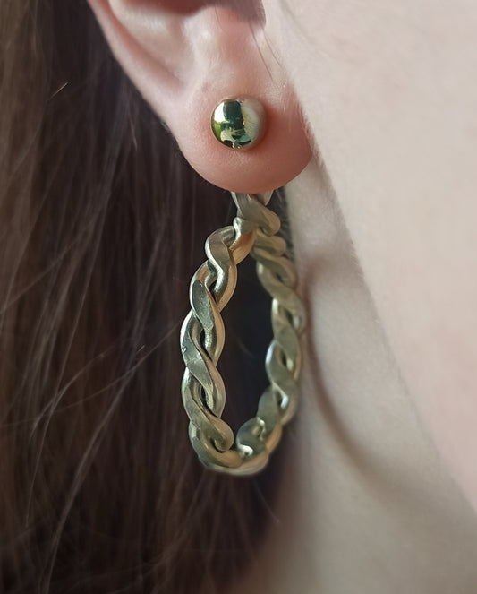 Twisted hoops earring jackets -Gold