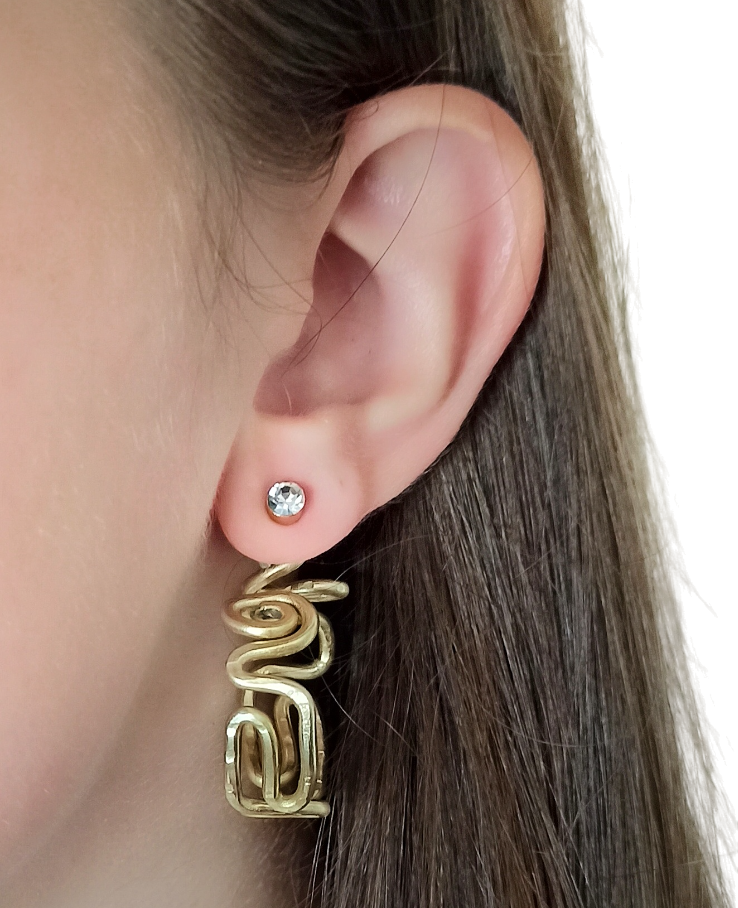 Geometric Meander Hoop Earring Jacket Earrings