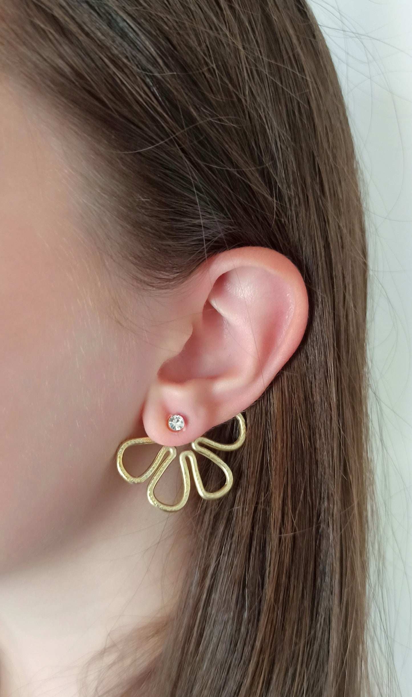 Flower earring jackets statement earrings