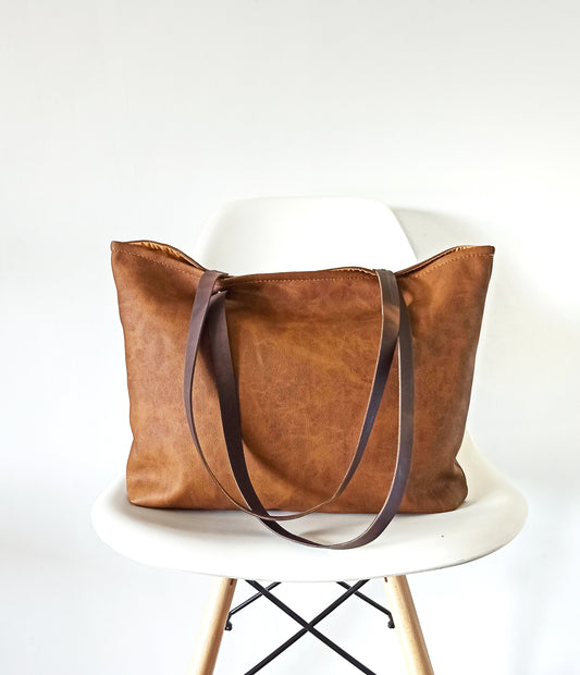 Large tote bag-Cognac