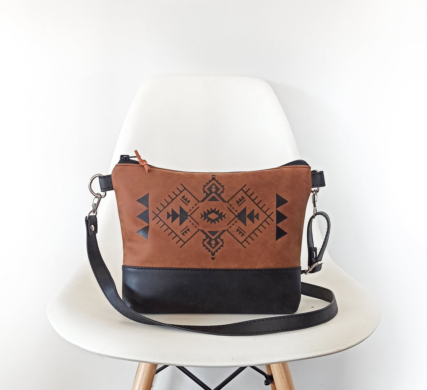 Vegan Crossbody bag- Aztec geo