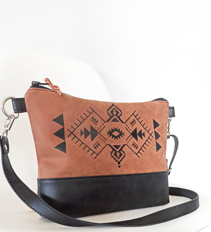 Vegan Crossbody bag- Aztec geo