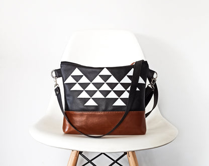 Vegan Crossbody bag -Triangles