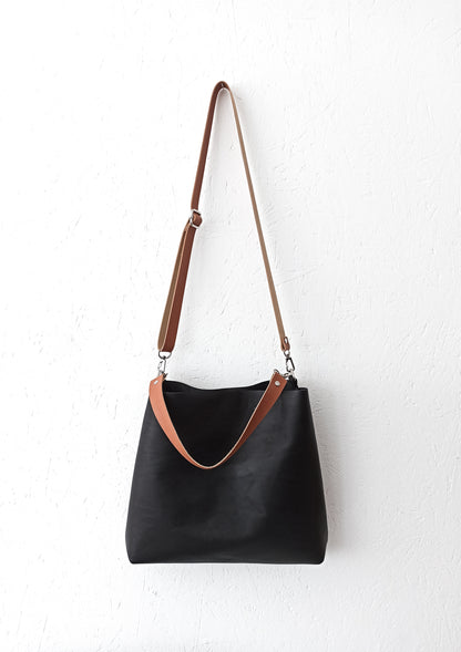 Leather Hobo bag- Minimalist black