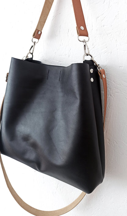 Leather Hobo bag- Minimalist black