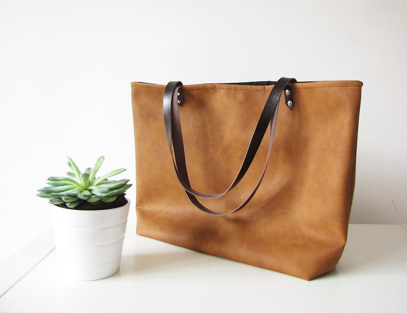 Large tote bag-Cognac