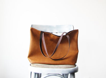 Large tote bag-Cognac