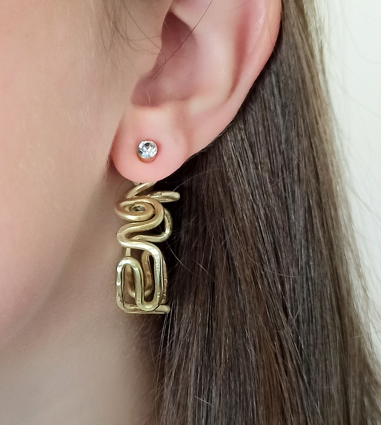 Geometric Meander Hoop Earring Jacket Earrings