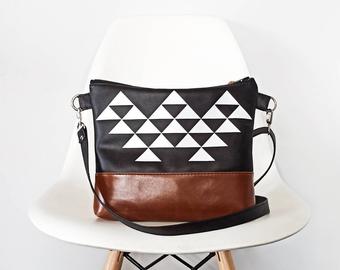 Vegan Crossbody bag -Triangles