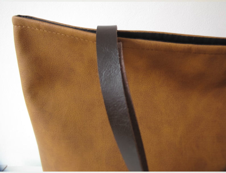 Large tote bag-Cognac