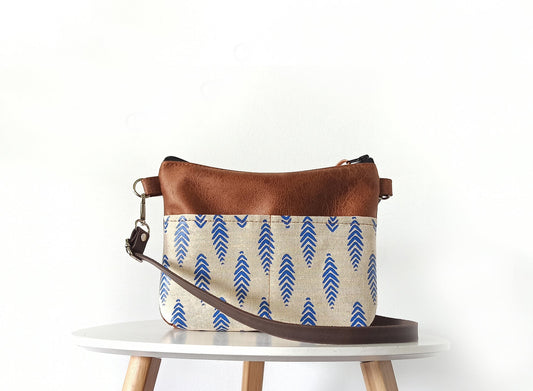 Medium crossbody bag- Boho Feathers